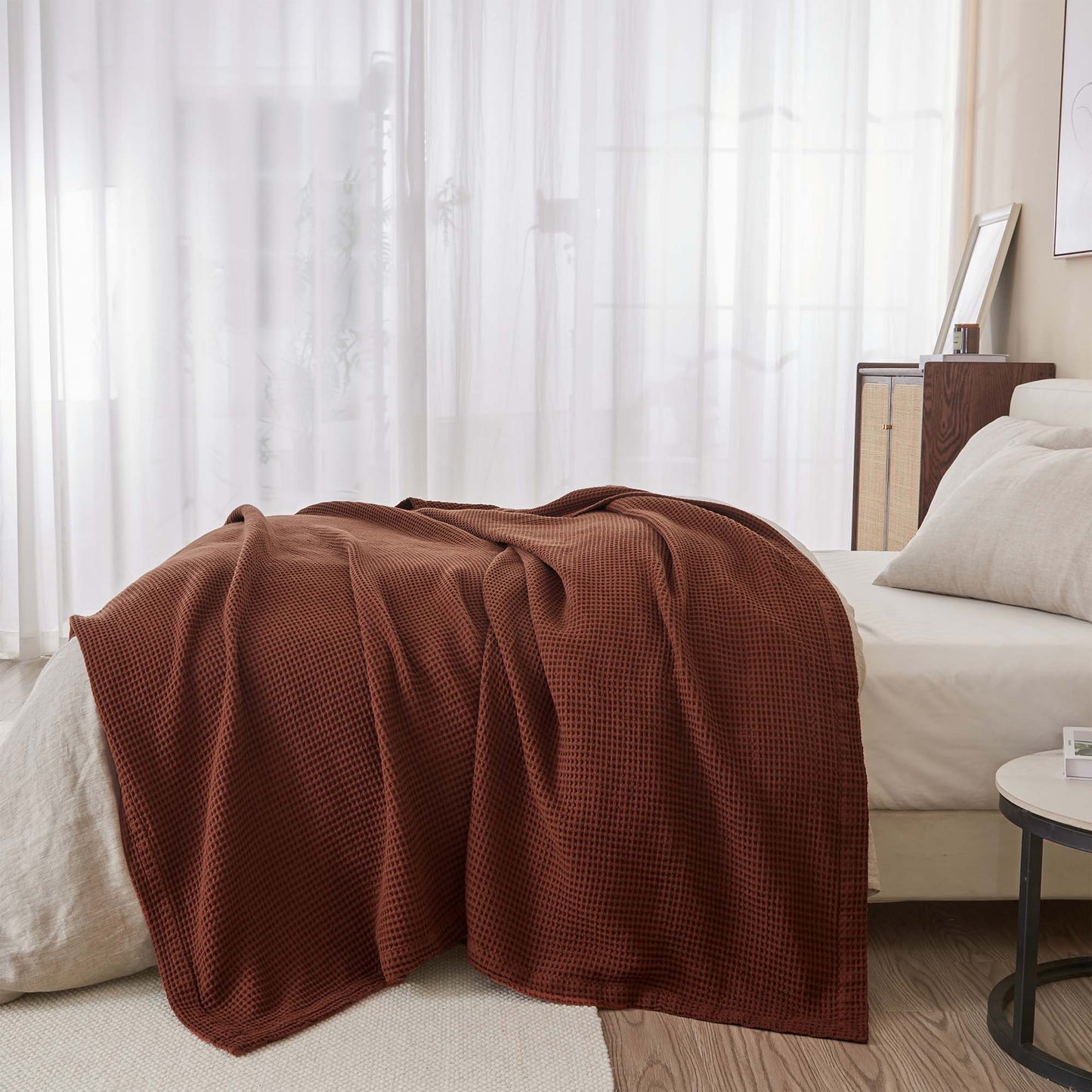 X 100% Cotton Waffle Weave Blanket - Mikala Collection