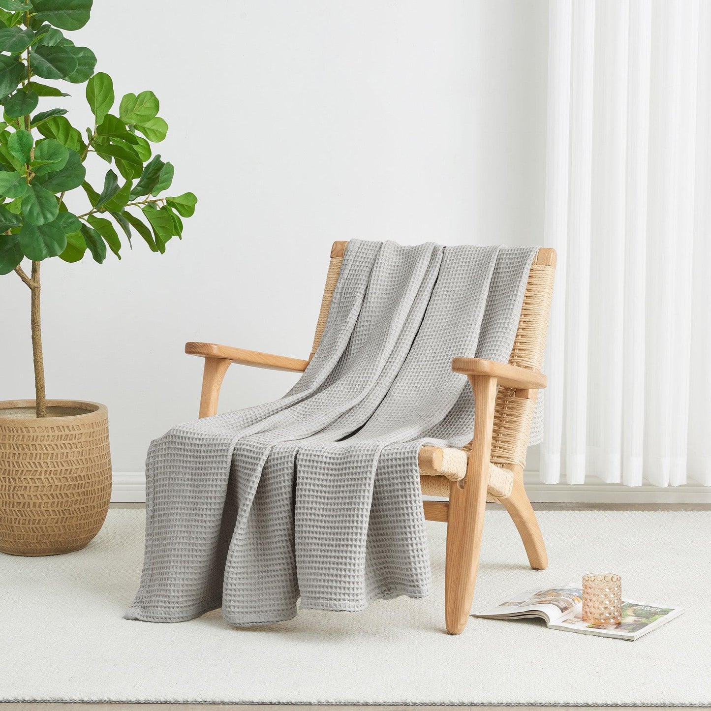 X 100% Cotton Waffle Weave Blanket - Mikala Collection