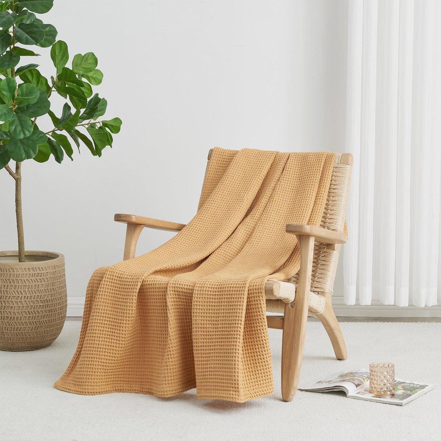 X 100% Cotton Waffle Weave Blanket - Mikala Collection