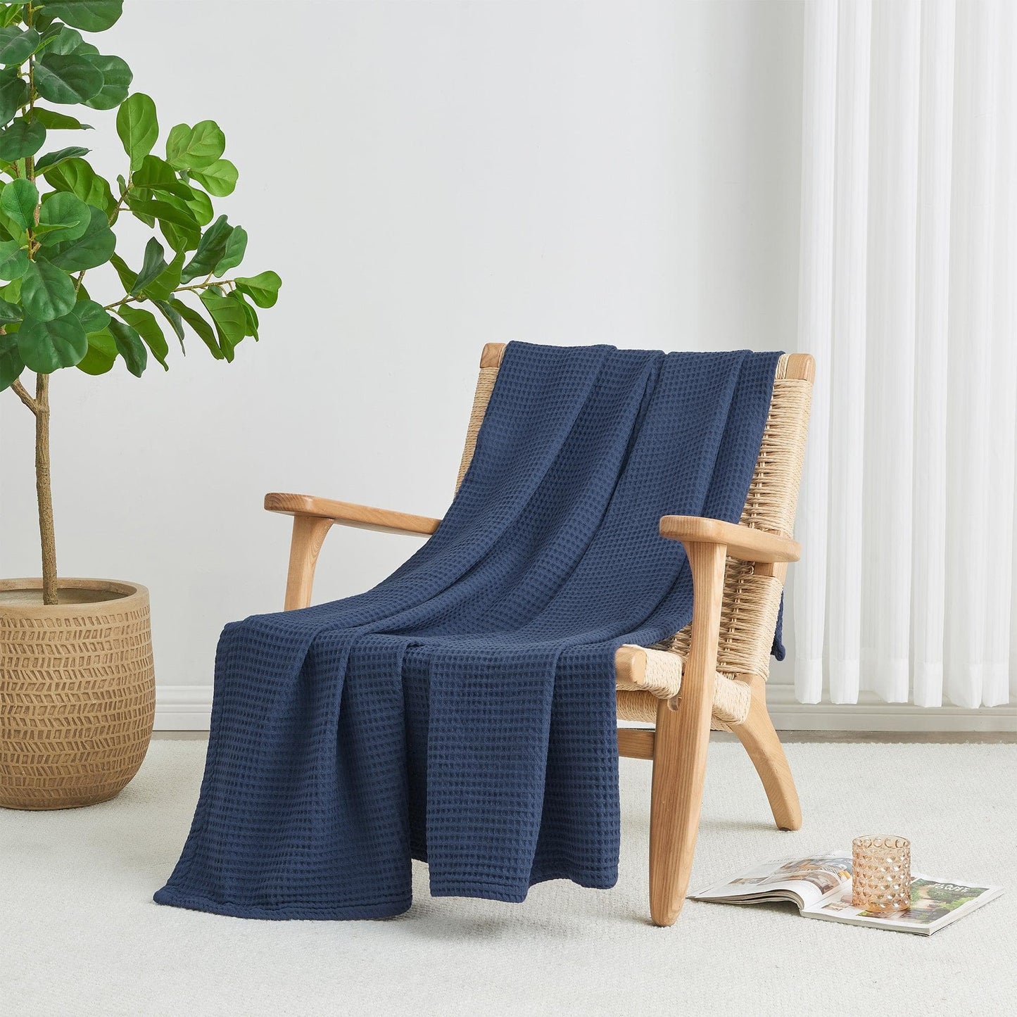 X 100% Cotton Waffle Weave Blanket - Mikala Collection