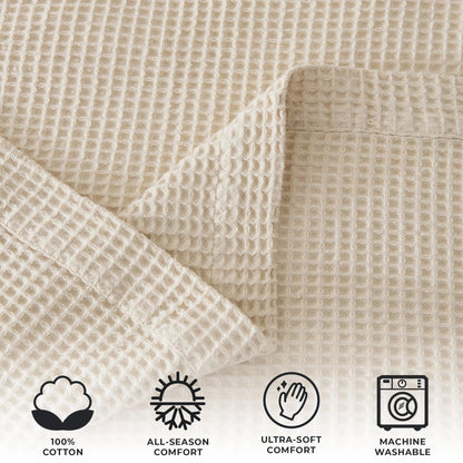 X 100% Cotton Waffle Weave Blanket - Mikala Collection