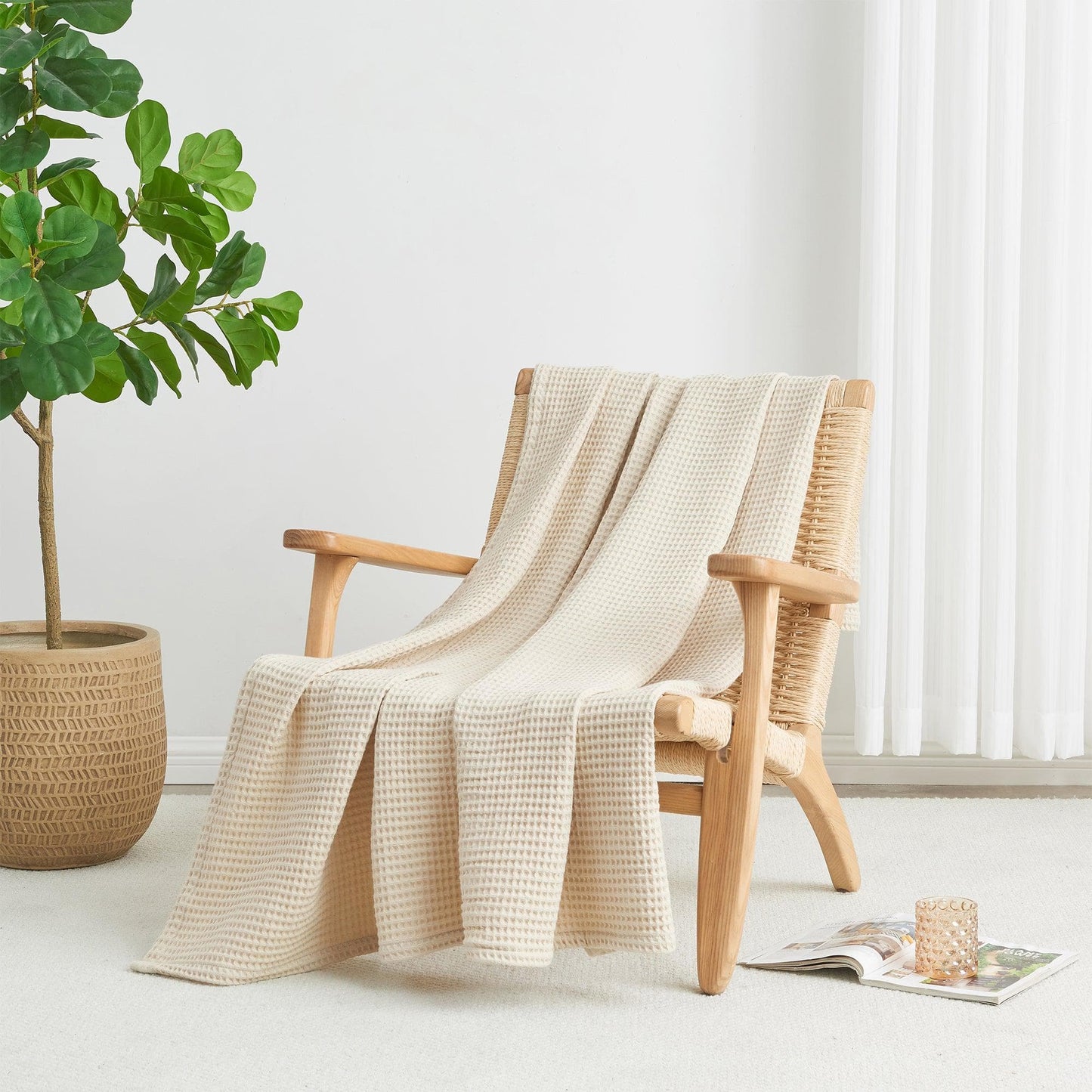 X 100% Cotton Waffle Weave Blanket - Mikala Collection
