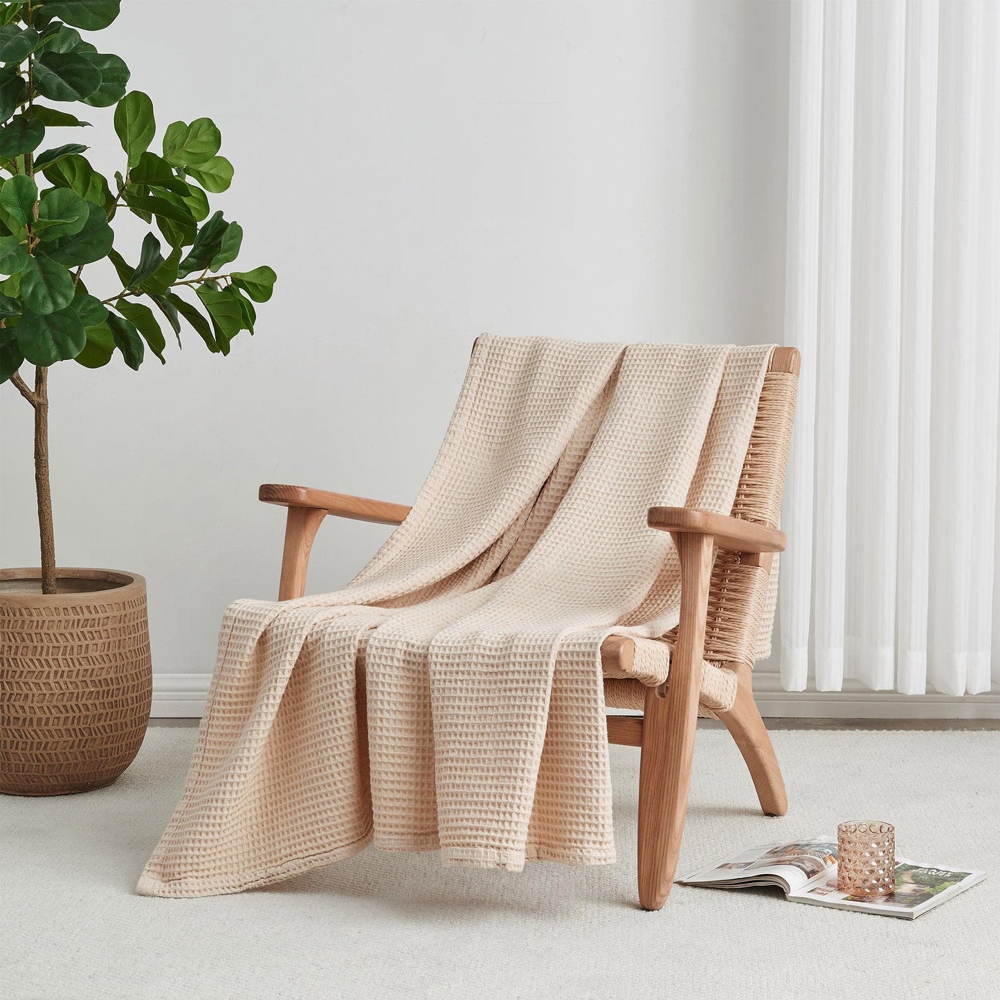 X 100% Cotton Waffle Weave Blanket - Mikala Collection
