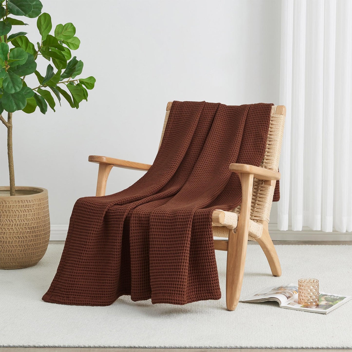 X 100% Cotton Waffle Weave Blanket - Mikala Collection