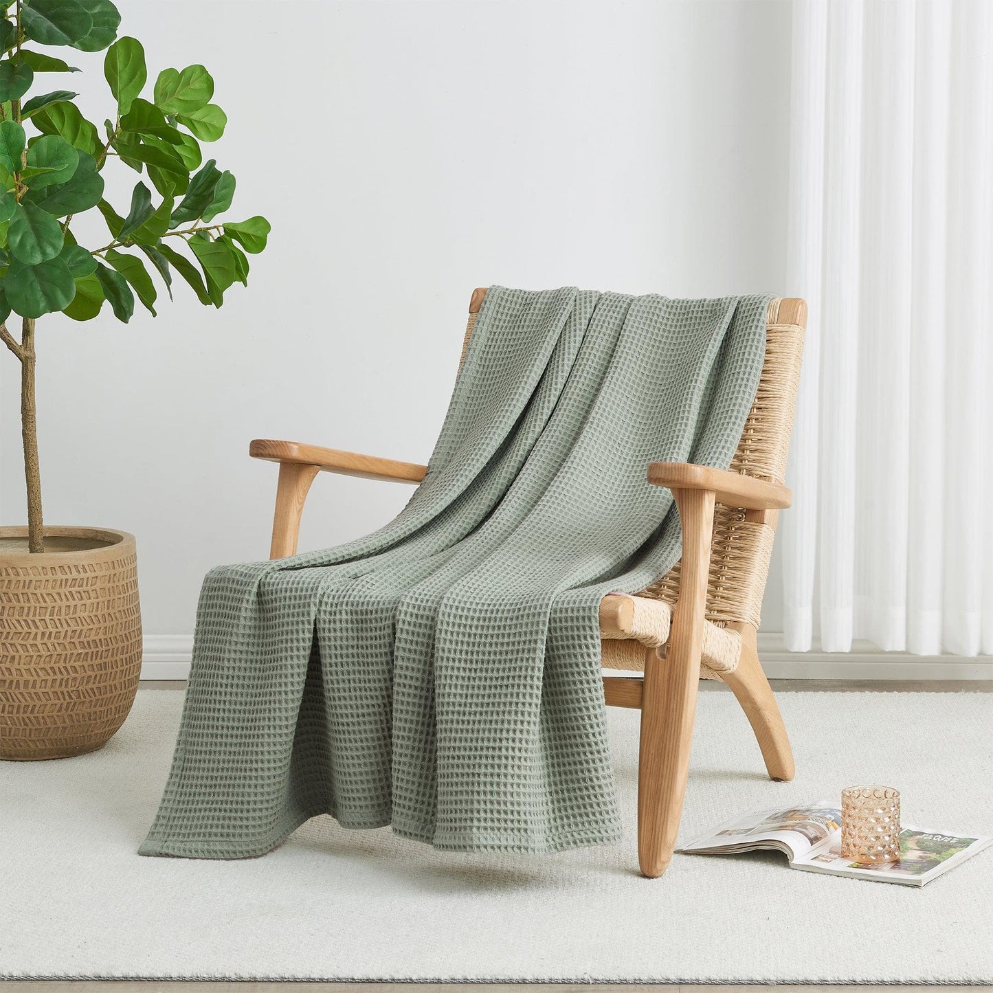 X 100% Cotton Waffle Weave Blanket - Mikala Collection