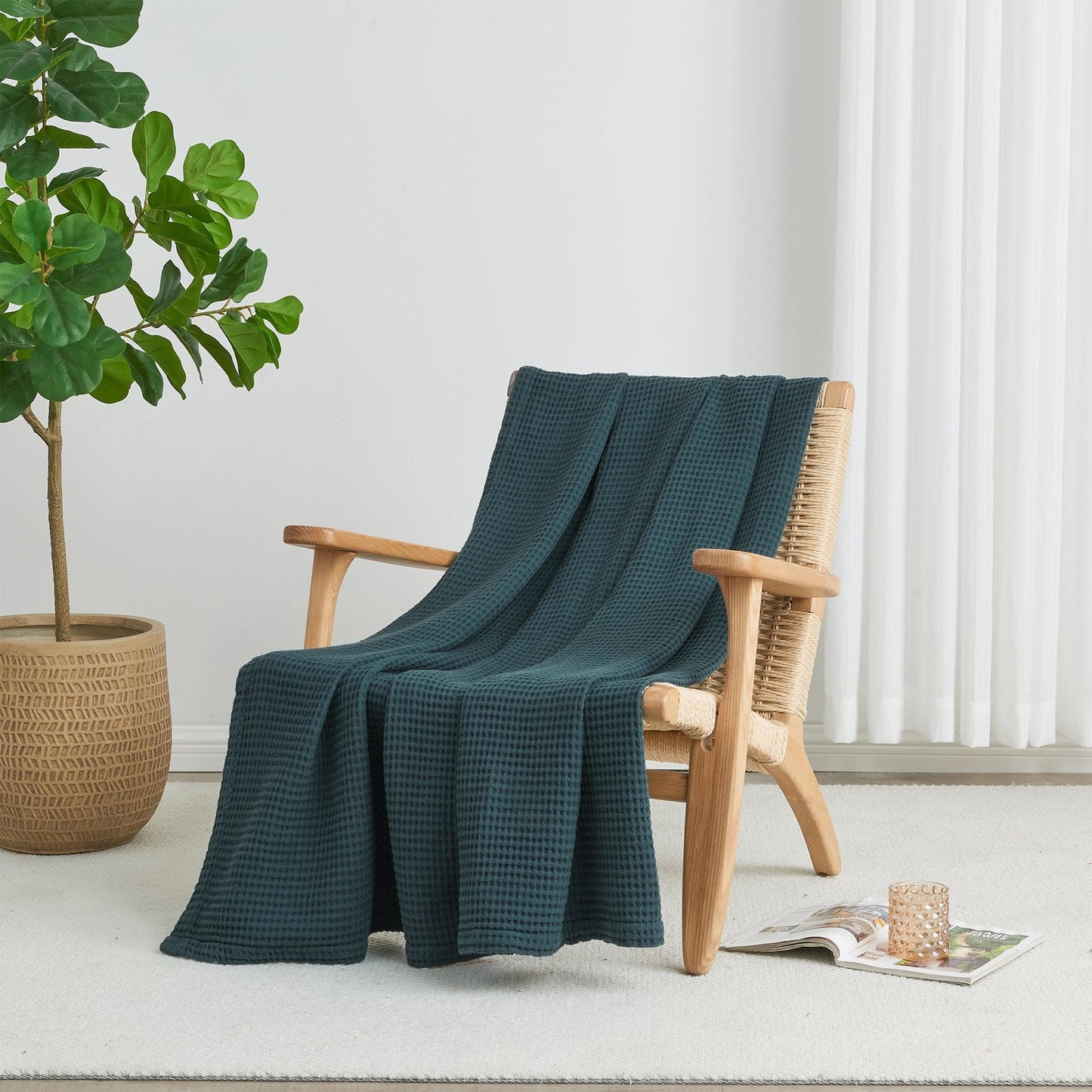X 100% Cotton Waffle Weave Blanket - Mikala Collection