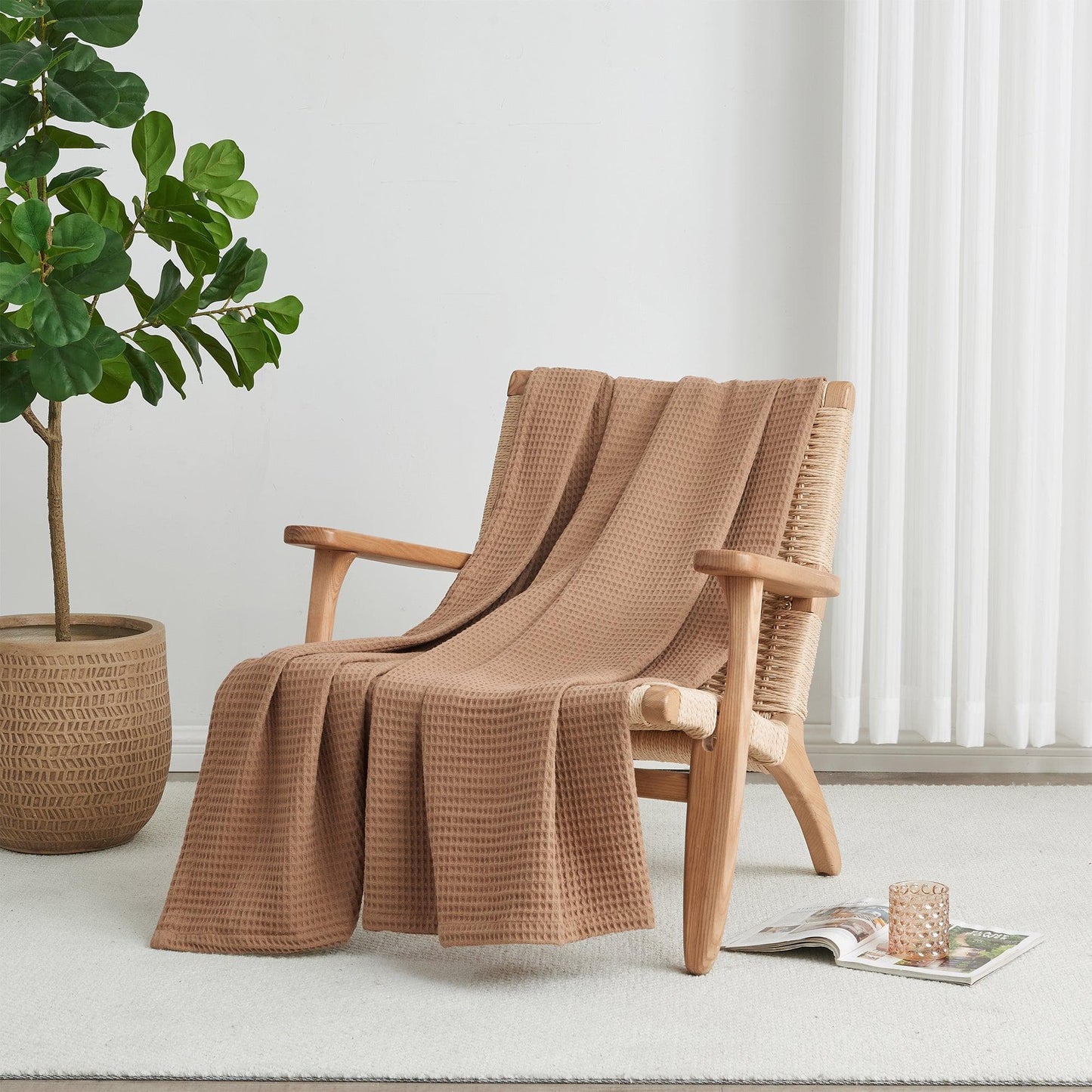 X 100% Cotton Waffle Weave Blanket - Mikala Collection