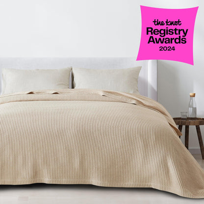 X 100% Cotton Waffle Weave Blanket - Mikala Collection