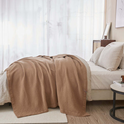 X 100% Cotton Waffle Weave Blanket - Mikala Collection