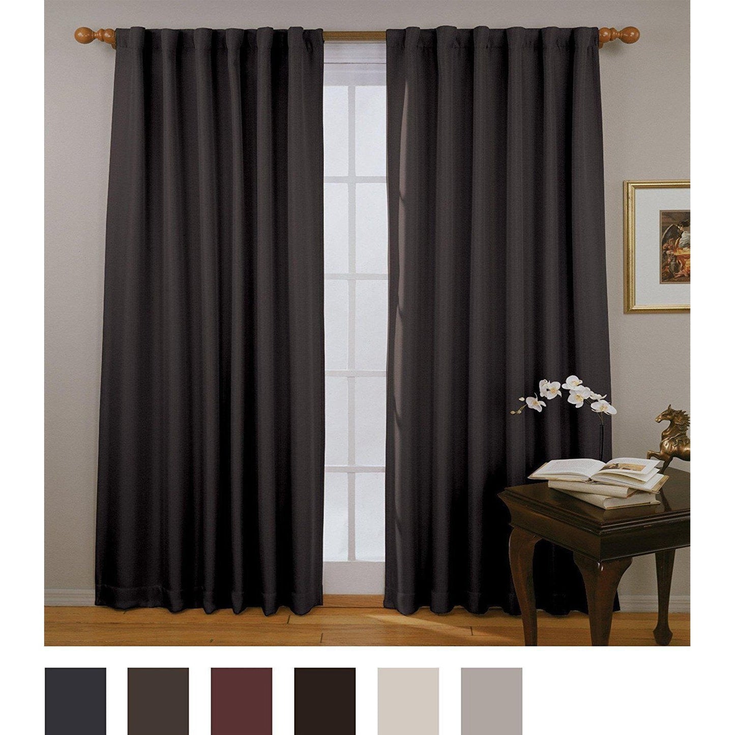 X Eclipse Fresno Blackout Window Curtain Panel, Black, 52X84
