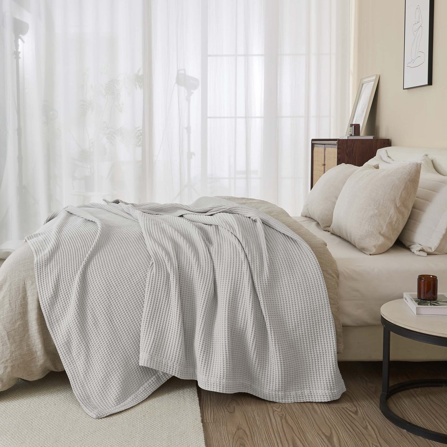 X 100% Cotton Waffle Weave Blanket - Mikala Collection