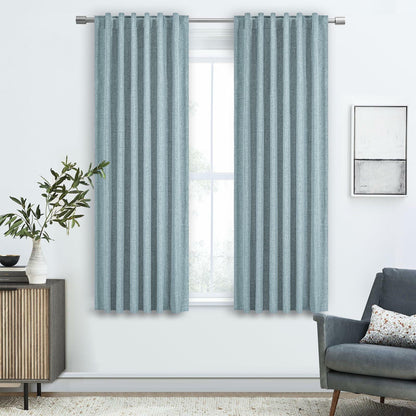 X 63in Blackout Linen Curtains 2 Panels Dusty Blue 52x63in