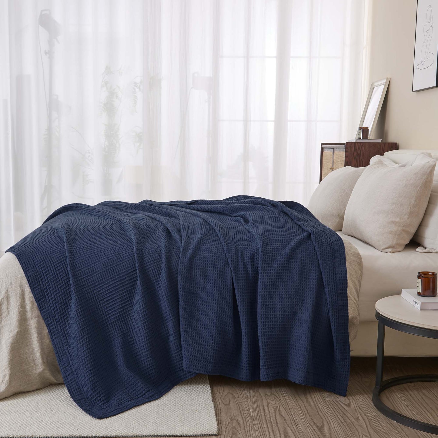 X 100% Cotton Waffle Weave Blanket - Mikala Collection