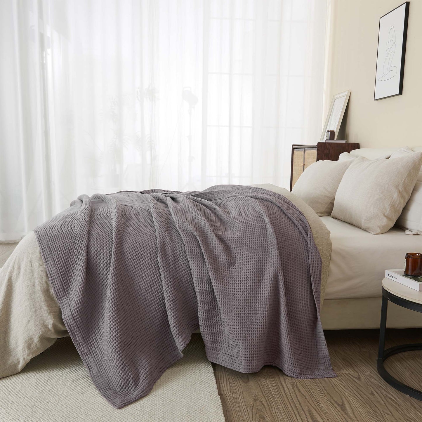X 100% Cotton Waffle Weave Blanket - Mikala Collection