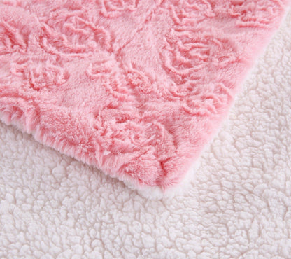 X DaDa Bedding Luxury Blossom Pink Rose Buds Throw Blanket
