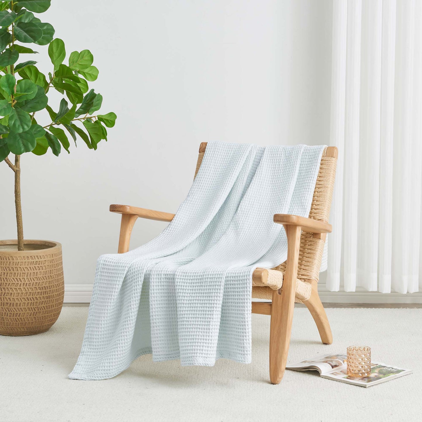 X 100% Cotton Waffle Weave Blanket - Mikala Collection